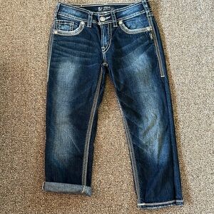 Silver denim capris